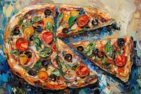 Pizza painting food art.