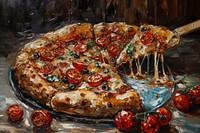 Pizza painting food invertebrate.