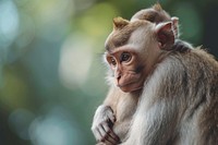 Baby monkey with mother wildlife animal mammal.