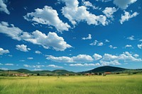 Photo of beautiful blue sky countryside landscape outdoors.