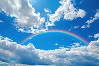 Photo of stunning blue sky rainbow cloud backgrounds.