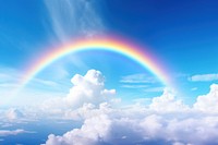 Photo of stunning blue sky rainbow backgrounds outdoors.