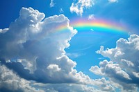 Photo of stunning blue sky rainbow cloud backgrounds.