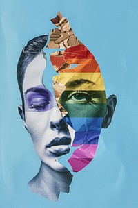 Gay rights portrait painting collage.