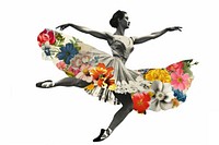 Ballerina with colorful vintage flowers dancing ballet adult.