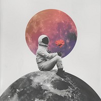 Paper collage of astronaut moon astronomy nature.