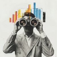 Man holding binoculars graph adult photo.