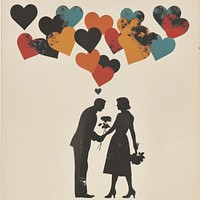 Paper collage of man romance heart adult.