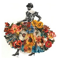 Paper collage of woman fashion flower pattern.