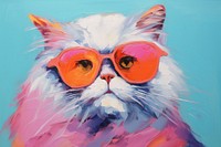 Persian cat painting sunglasses animal.