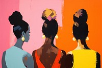 3 black women side view painting adult art.