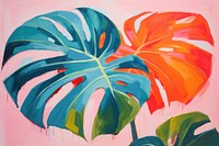 Monstera leaf painting backgrounds plant.