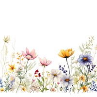 Wildflowers border watercolor backgrounds outdoors pattern.