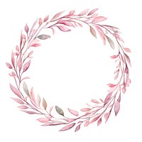 Elegant leaves circle border pattern wreath pink.