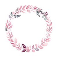 Elegant leaves circle border pattern wreath pink.