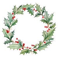 Holly with ribbon circle border pattern wreath plant.