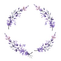Lavender flowers circle border pattern wreath plant.