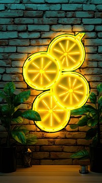 Lemon neon sign wallpaper lighting fruit plant.