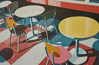 Empty cafe furniture painting drawing.