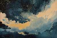 Night sky painting space art.