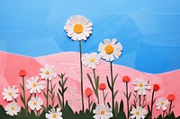 Flower daisy field art painting outdoors.