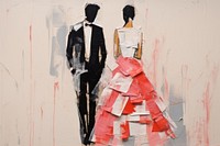 Bride and groom art painting fashion.