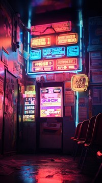 Movie ticket neon sign wallpaper nightlife city advertisement.