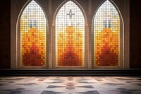 PNG Stained glass wall tile city spirituality.