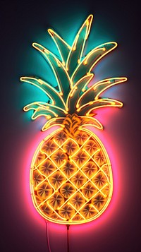 Pineapple neon sign wallpaper light fruit food.