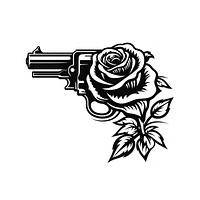 Gun and rose handgun drawing sketch.