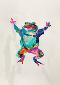 Happy frog celebrating art amphibian drawing.