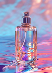 Surreal abstract style spray bottle cosmetics perfume shiny.