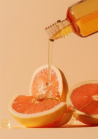 Clear oil serum grapefruit bottle plant.