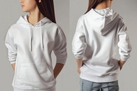 Blank white hoodie sweatshirt blouse midsection.