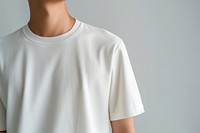 Blank white sportwears t-shirt sleeve midsection.