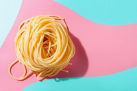 Creative minimal photography of spaghetti pasta food carbonara.