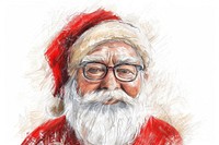 Santa claus drawing portrait glasses.