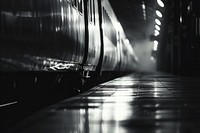 Train train reflection monochrome.