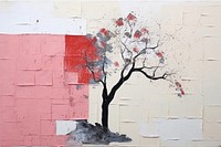 Minimal simple tree art painting collage.