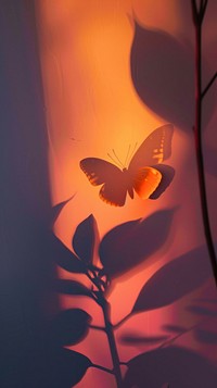 Butterfly backlighting silhouette fragility.