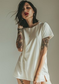 Minimal blank satin dress tattoo fashion apparel.