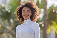 White longsleeve outdoors fashion smile.