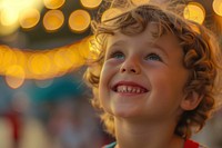 Kid in 4th of july smile laughing portrait.