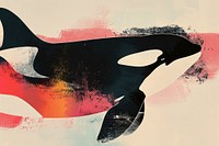 Orca in the style of a risograph print animal whale fish.