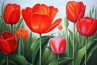 Tulip garden painting outdoors flower.