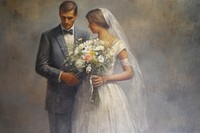 Bouquet in hand painting fashion wedding.
