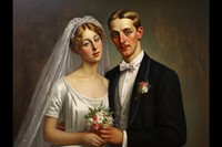 Bride and groom painting portrait fashion.