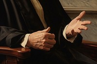 The judge hand finger gesturing clothing.