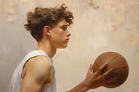 Teenager basketball painting portrait.