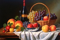 Fruit in basket painting artwork apple.
